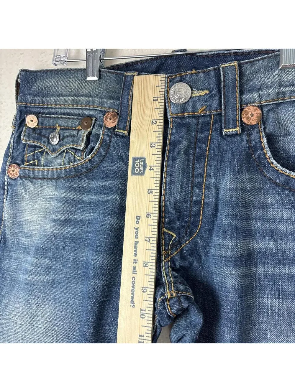 True Religion Unisex Billy Big T Bootcut Flare Jeans 34x30 Made In USA Flaps